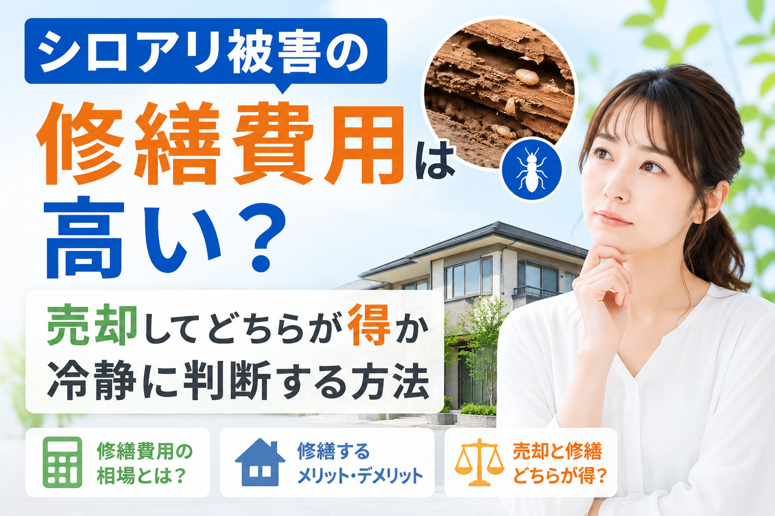 シロアリ被害の修繕費用は高い？売却してどちらが得か冷静に判断...の画像