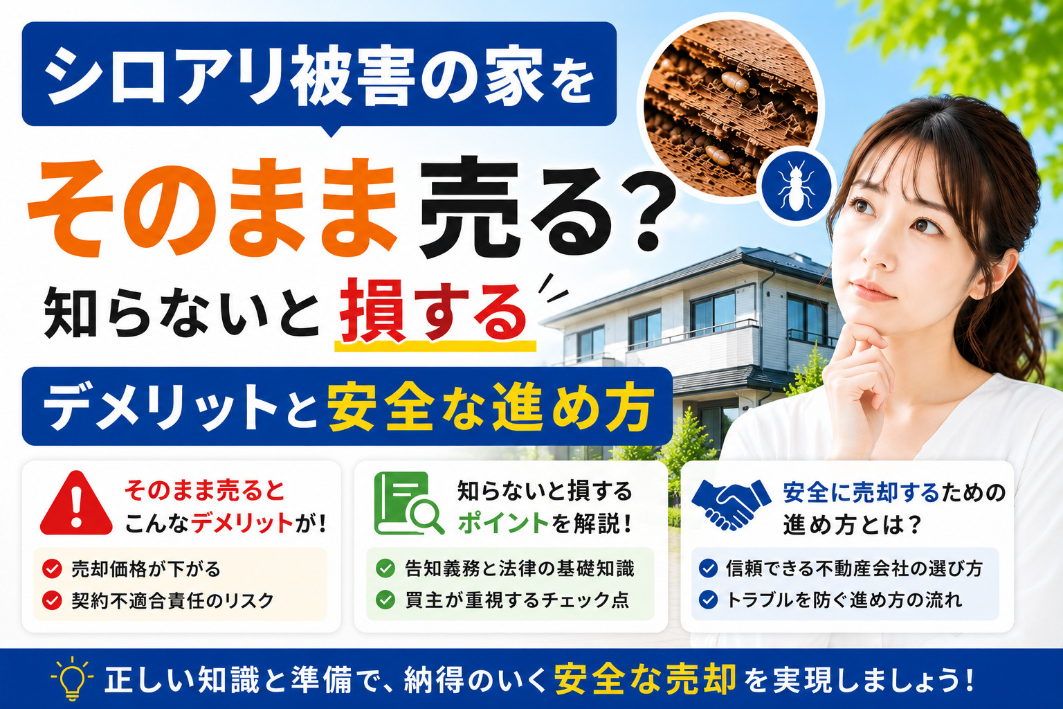 シロアリ被害の家をそのまま売る？知らないと損するデメリットと...の画像