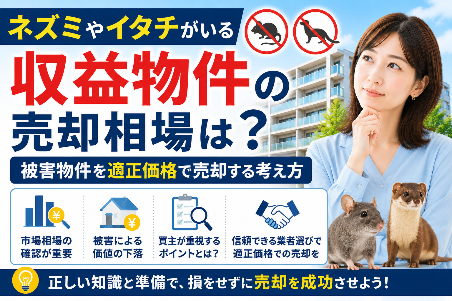 ネズミやイタチがいる収益物件の売却相場は？被害物件を適正価格...の画像