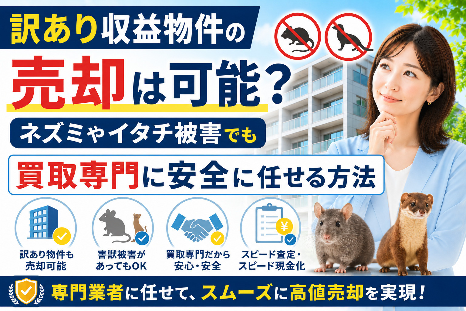 訳あり収益物件の売却は可能？ネズミやイタチ被害でも買取専門に...の画像