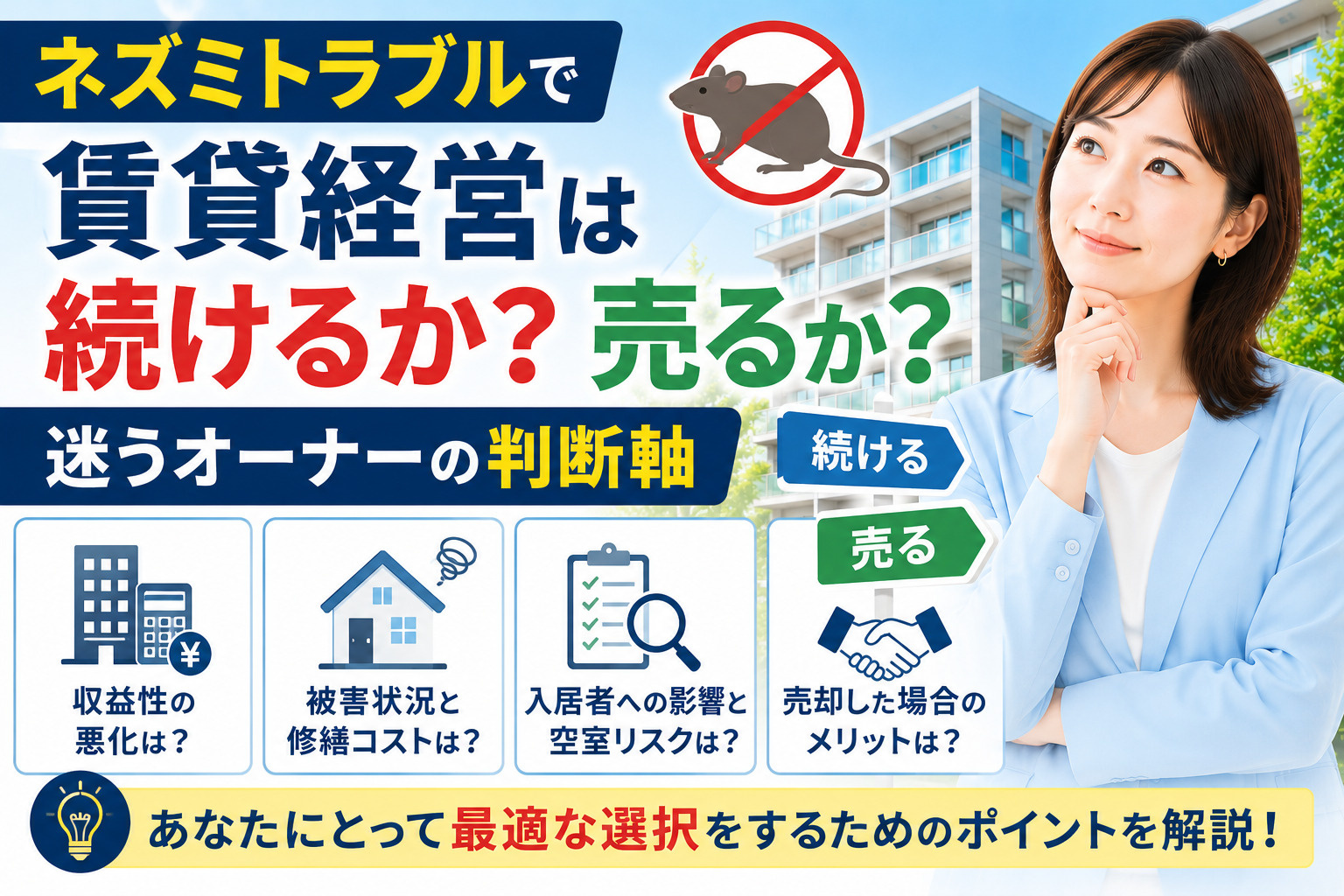 ネズミトラブルで賃貸経営は続けるか？売るか迷うオーナーの判断...の画像