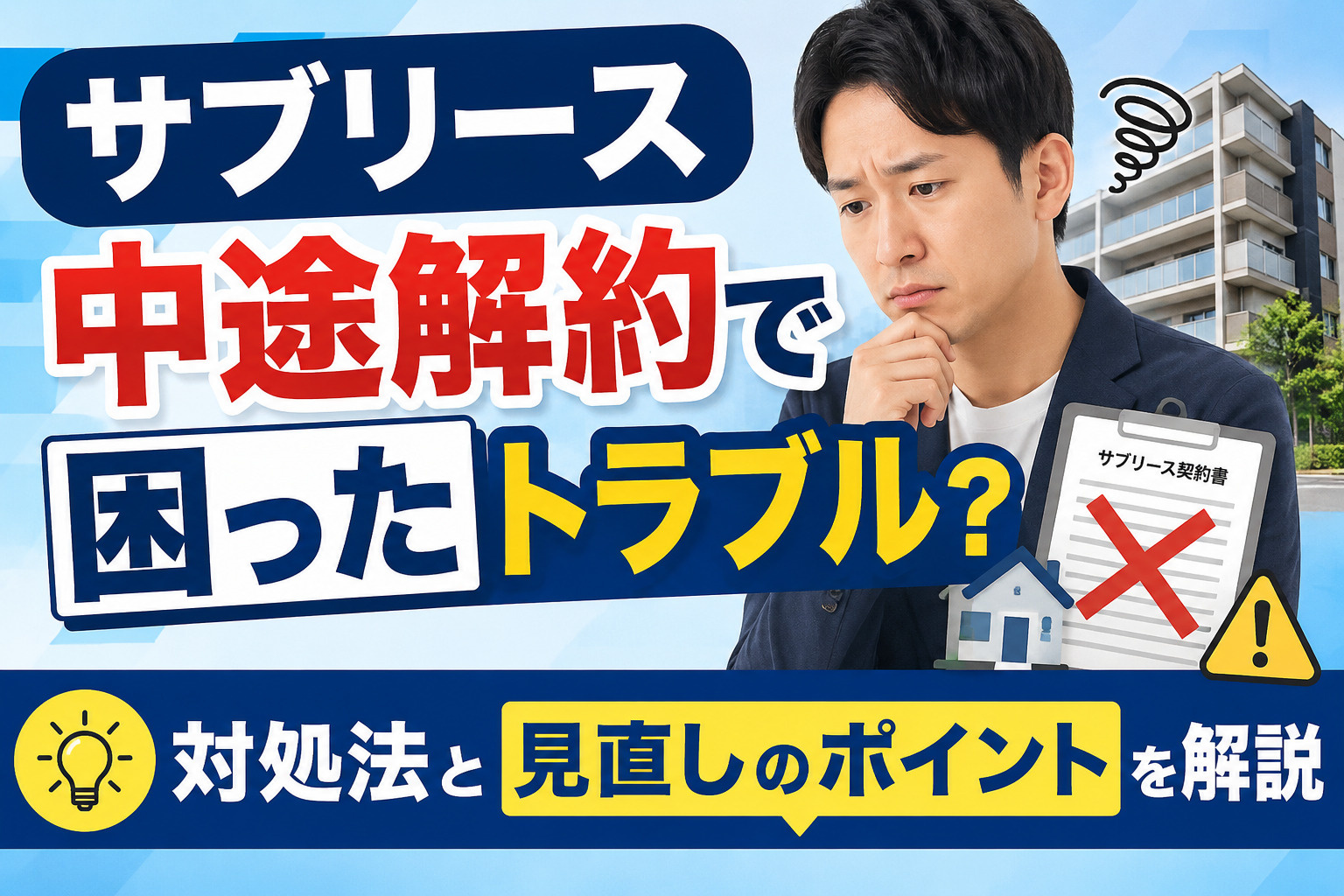 サブリース中途解約で困ったトラブル？対処法と見直しのポイント...の画像