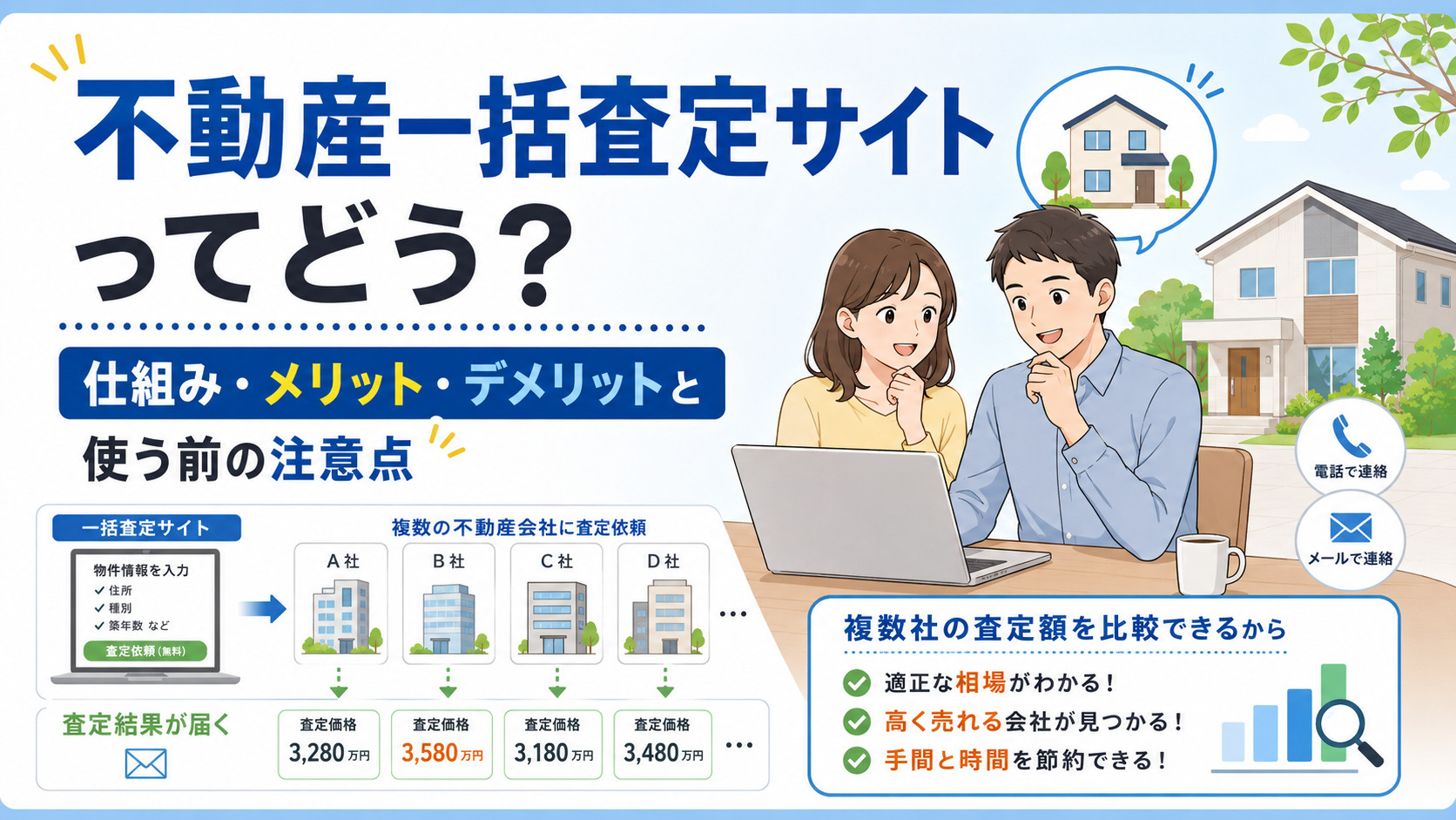不動産一括査定サイトってどう？仕組み・メリット・デメリットと...の画像