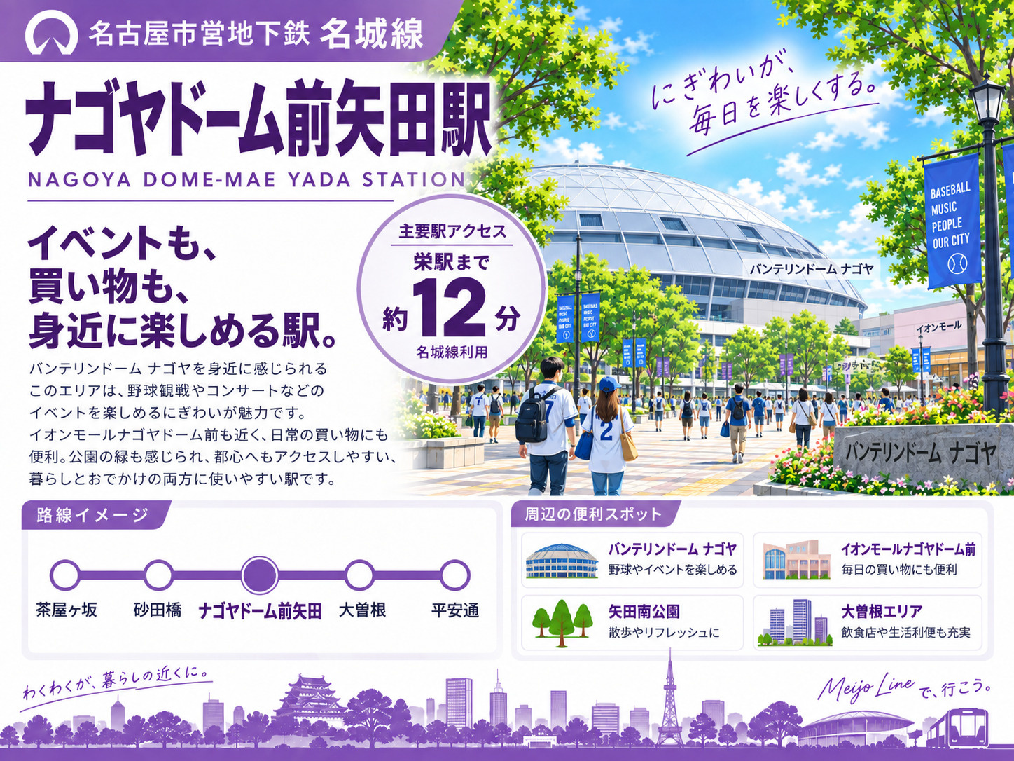 地下鉄名城線「ナゴヤドーム前矢田駅」は住みやすい？ドーム・買...の画像
