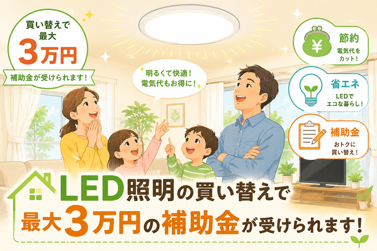 【八代市にお住まいの方必見】LED照明の買い替えで最大3万円...の画像