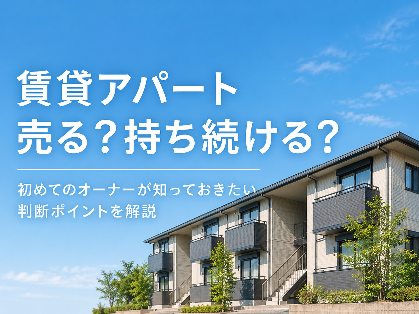 賃貸アパートを売却か保有か迷うときは？初めての判断で失敗しな...の画像