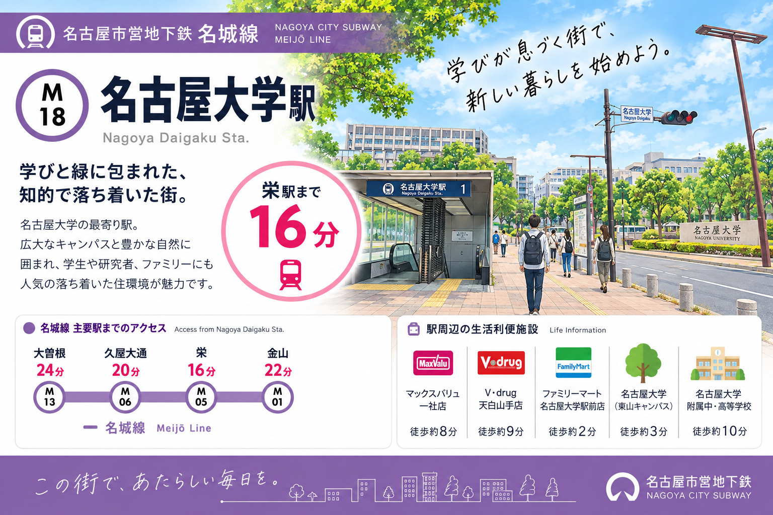 地下鉄名城線「名古屋大学駅」は住みやすい？大学構内・文教環境...の画像