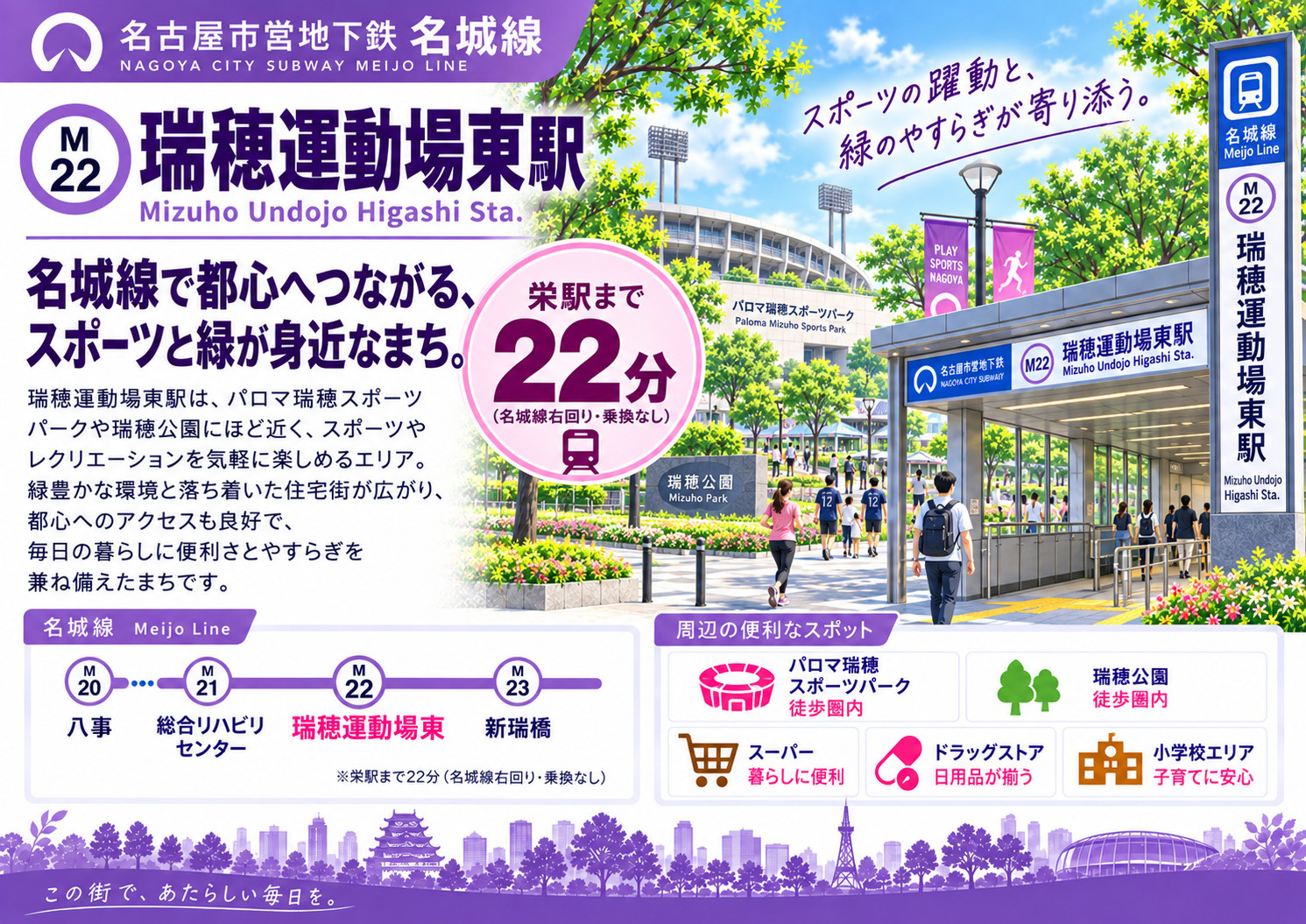 地下鉄名城線「瑞穂運動場東駅」は住みやすい？スタジアム・学区...の画像