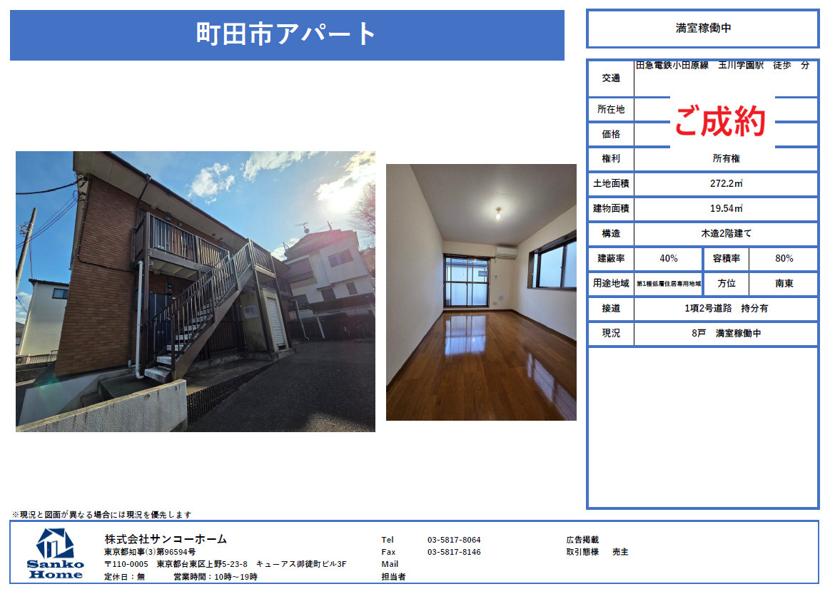 町田市アパート　満室稼働中の画像