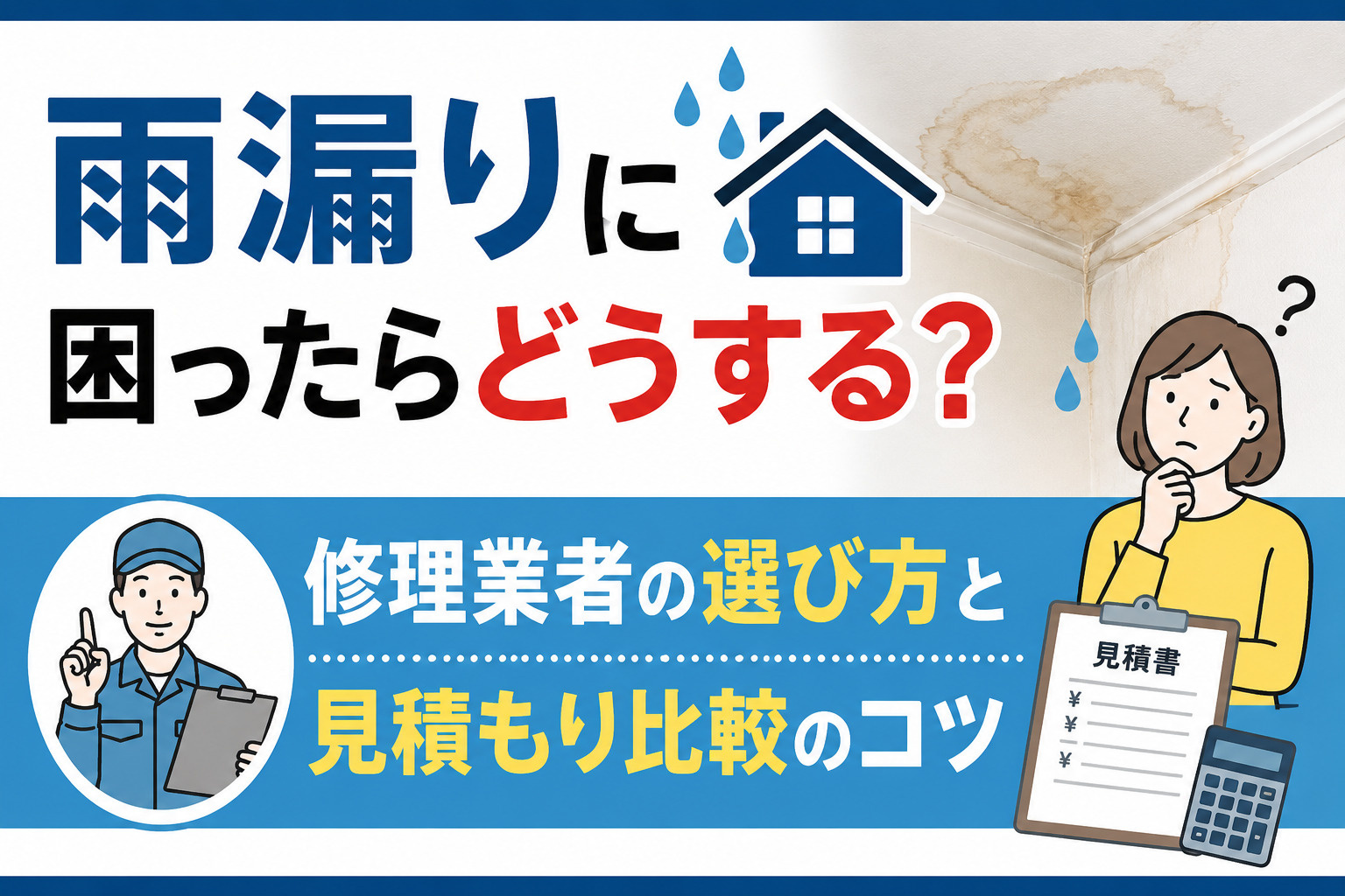 雨漏りに困ったらどうする？修理業者の選び方と見積もり比較のコ...の画像