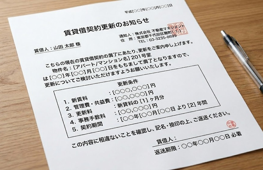 賃貸の更新通知が届いたら何を確認する？更新料・火災保険・保証...の画像