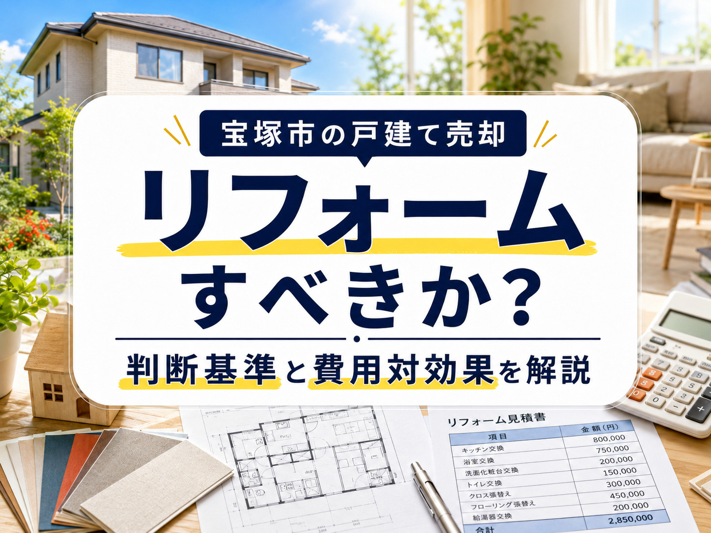 宝塚市の戸建て売却でリフォームすべきか？判断基準と費用対効果...の画像