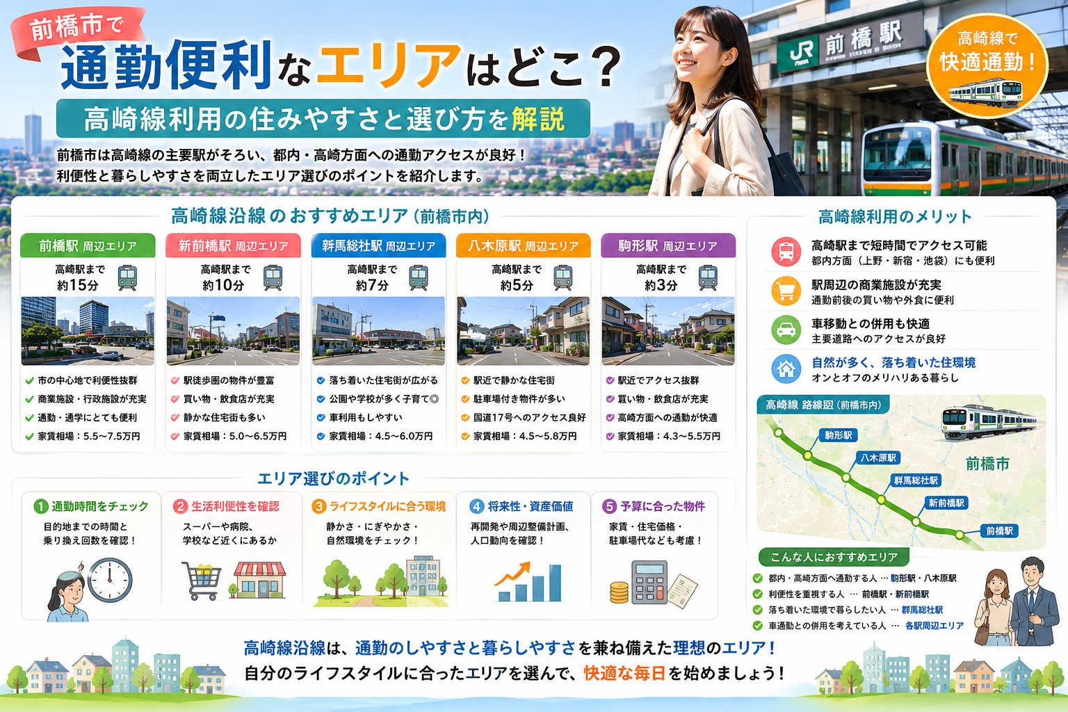 前橋市で通勤便利なエリアはどこ？高崎線利用の住みやすさと選び...の画像