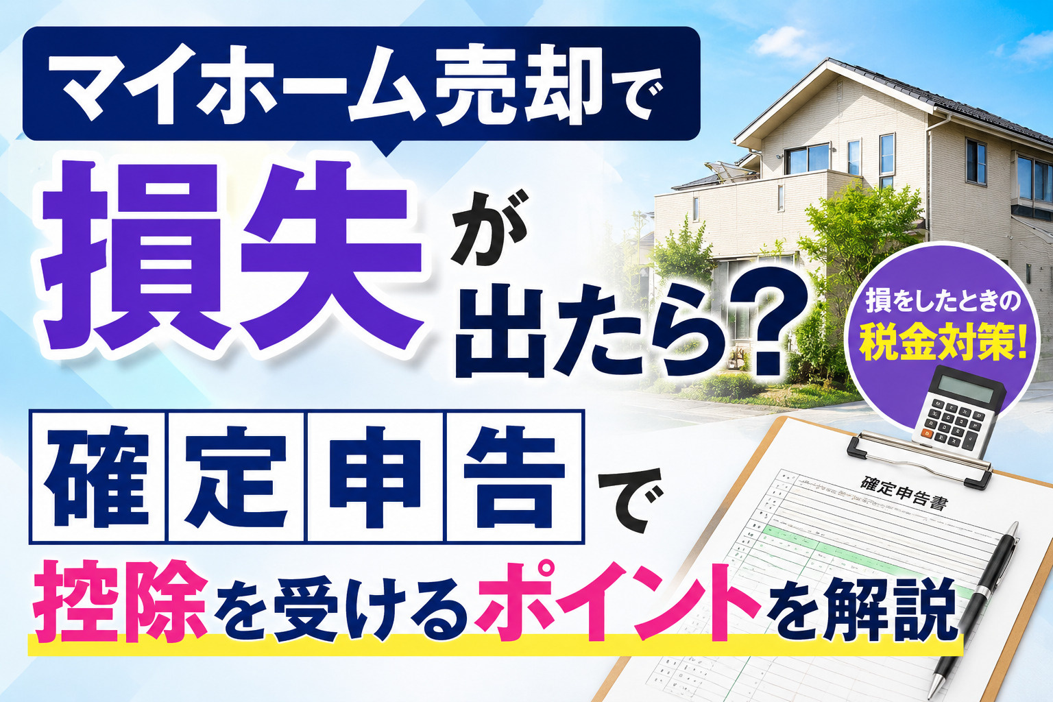 マイホーム売却で損失が出たら？確定申告で控除を受けるポイント...の画像