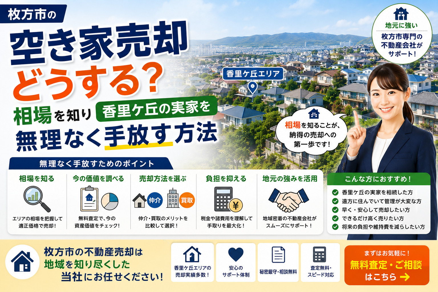 枚方市の空き家売却どうする？相場を知り香里ケ丘の実家を無理な...の画像