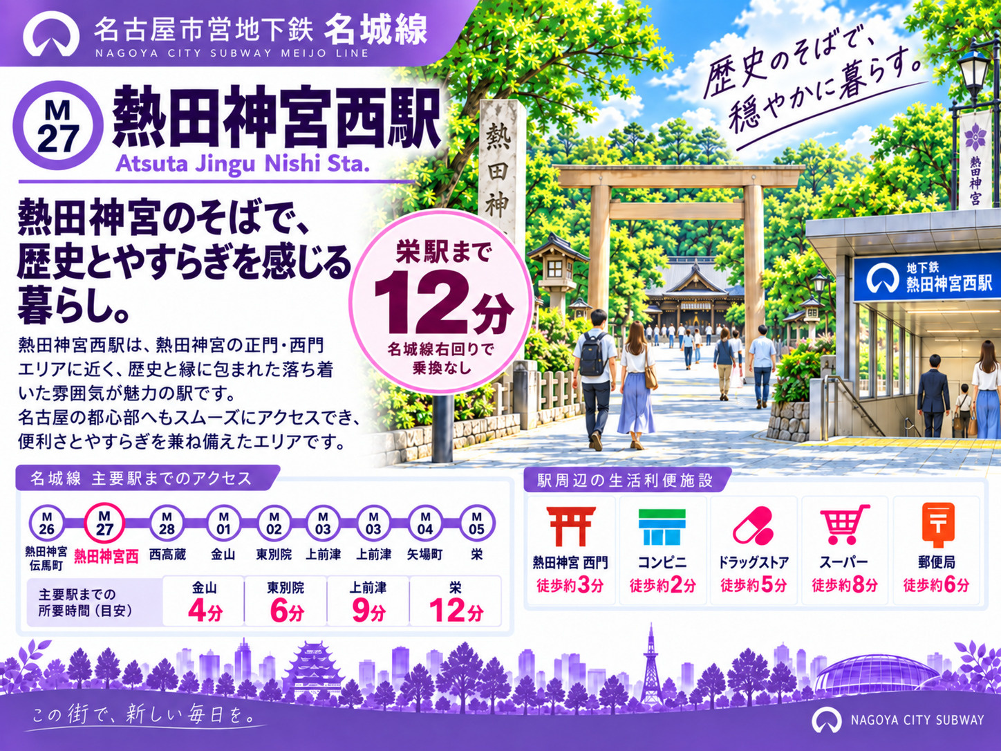 地下鉄名城線「熱田神宮西駅」は住みやすい？熱田神宮・白鳥庭園...の画像