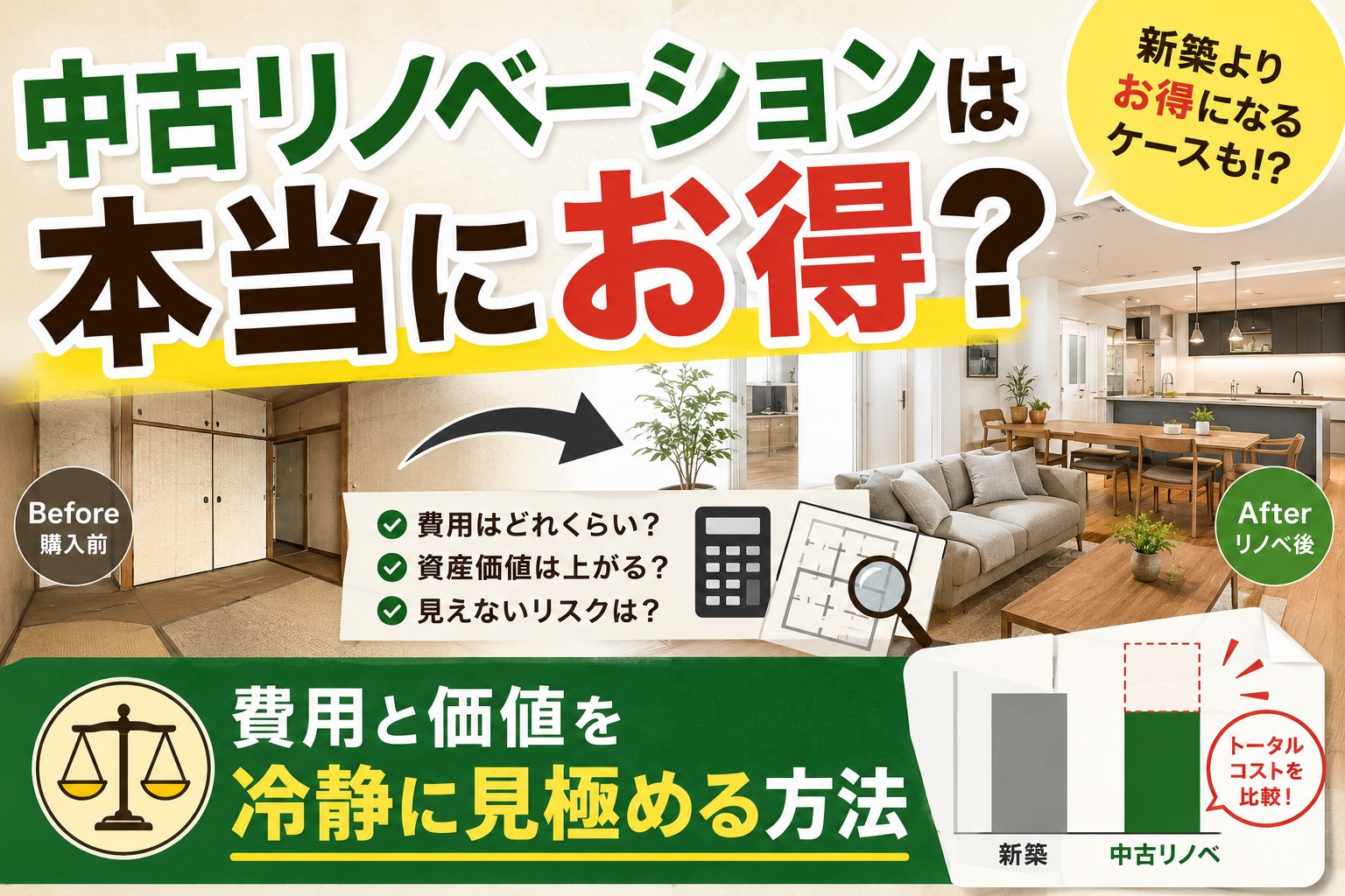 中古住宅リノベーションは本当にお得？費用と価値を冷静に見極め...の画像
