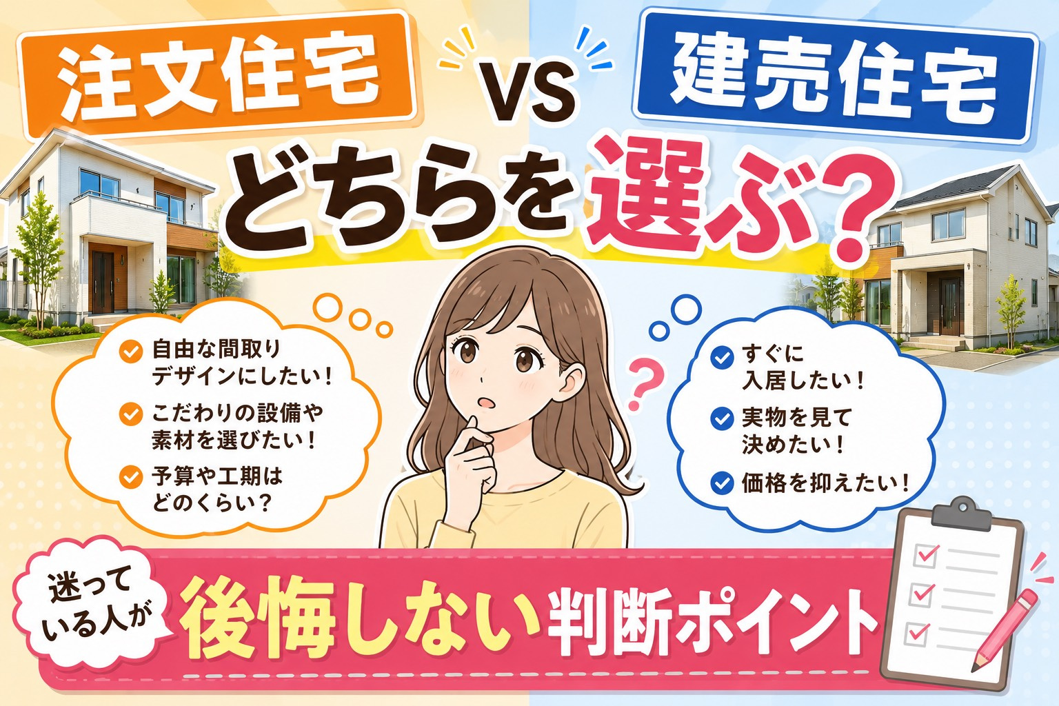 注文住宅と建売住宅どちらを選ぶ？迷っている人が後悔しない判断...の画像