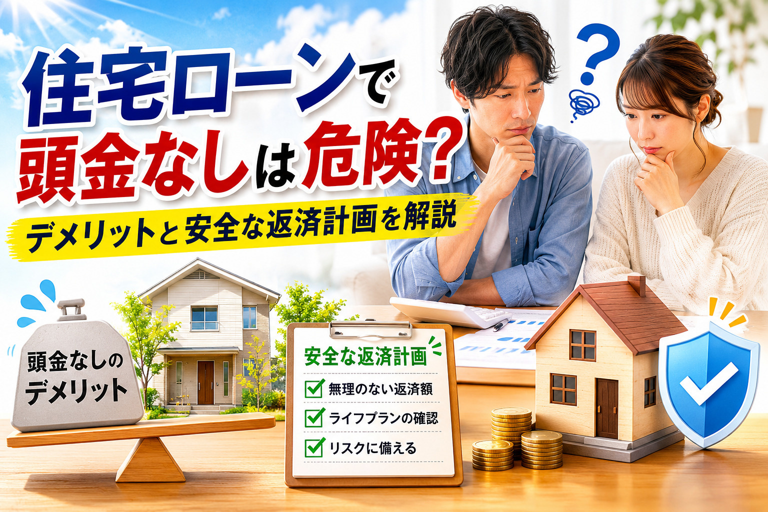 住宅ローンで頭金なしは危険？デメリットと安全な返済計画を解説...の画像