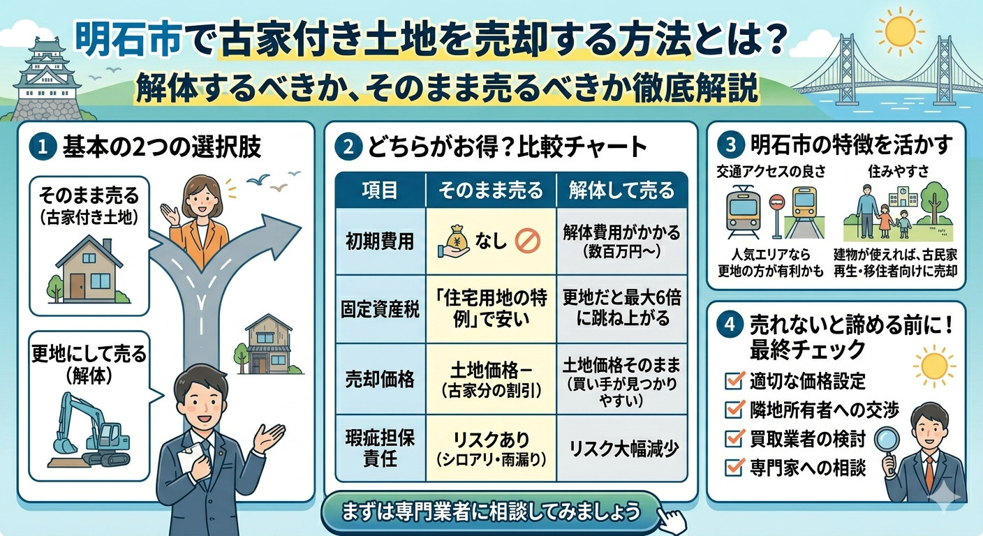 明石市で古家付き土地を売却する方法｜解体するべき？そのまま売...の画像