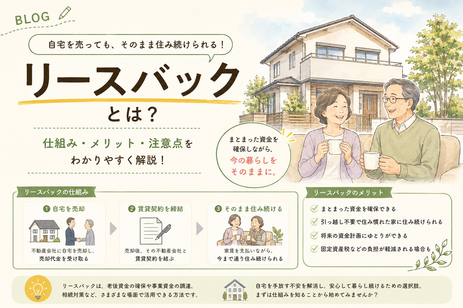 持ち家リースバックの仕組みとは？自宅売却後も住み続けるメリッ...の画像