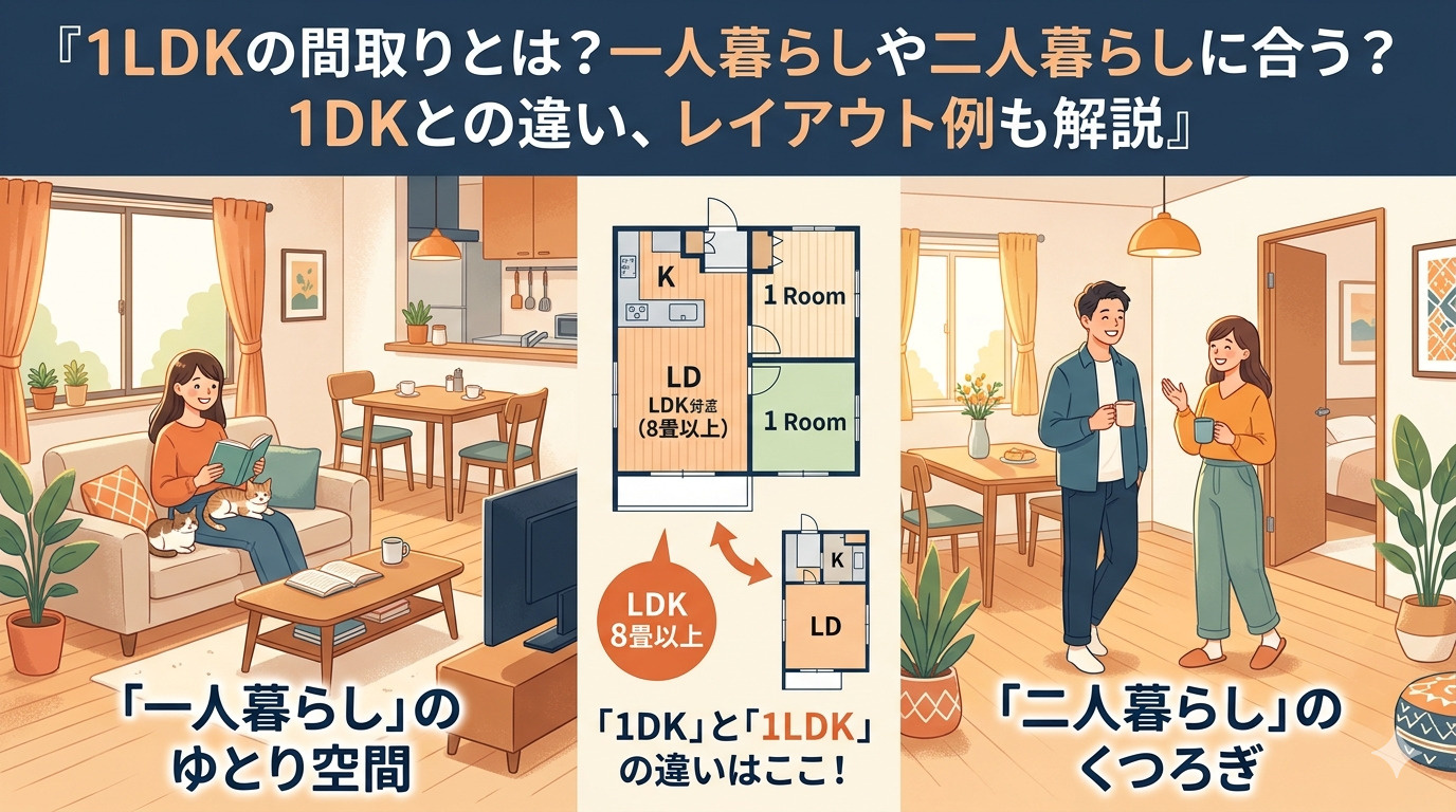 1LDKの間取りとは？一人暮らしや二人暮らしに合う？1DKと...の画像