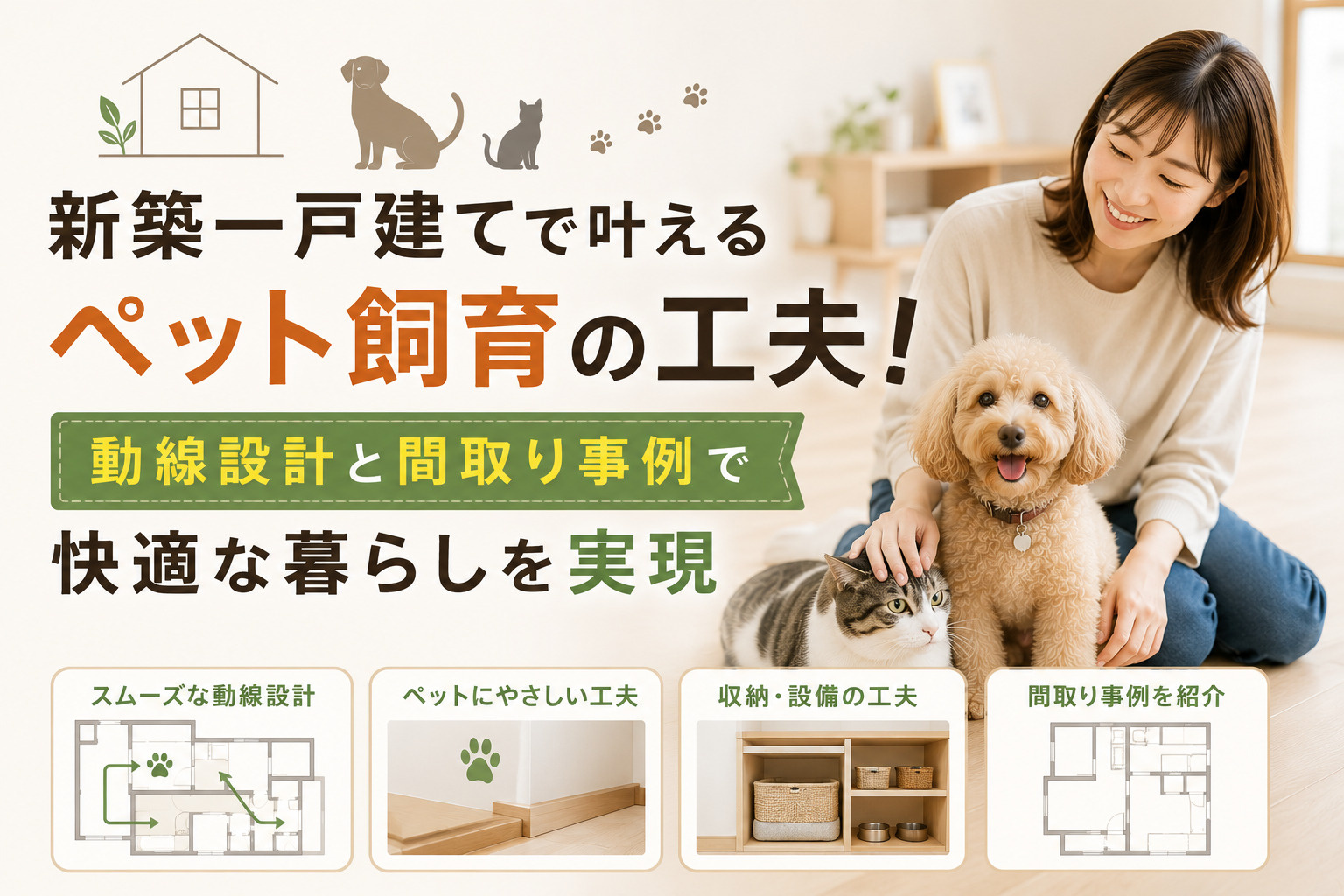 新築一戸建てで叶えるペット飼育の工夫！動線設計と間取り事例で...の画像