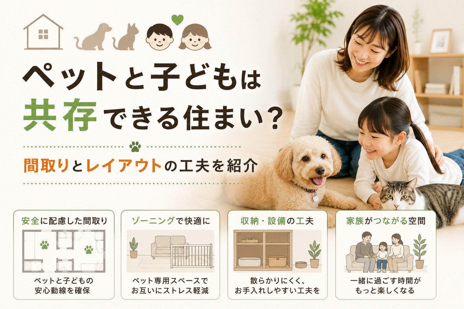 ペットと子どもは共存できる住まい？間取りとレイアウトの工夫を...の画像