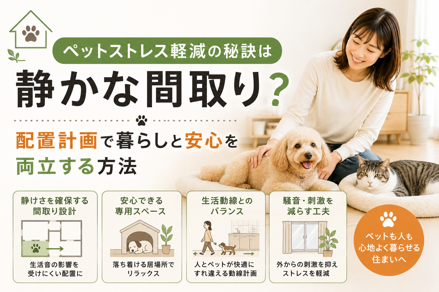 ペットストレス軽減の秘訣は静かな間取り？配置計画で暮らしと安...の画像