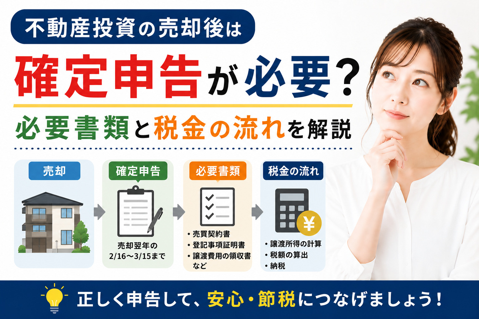 不動産投資の売却後は確定申告が必要？必要書類と税金の流れを解...の画像