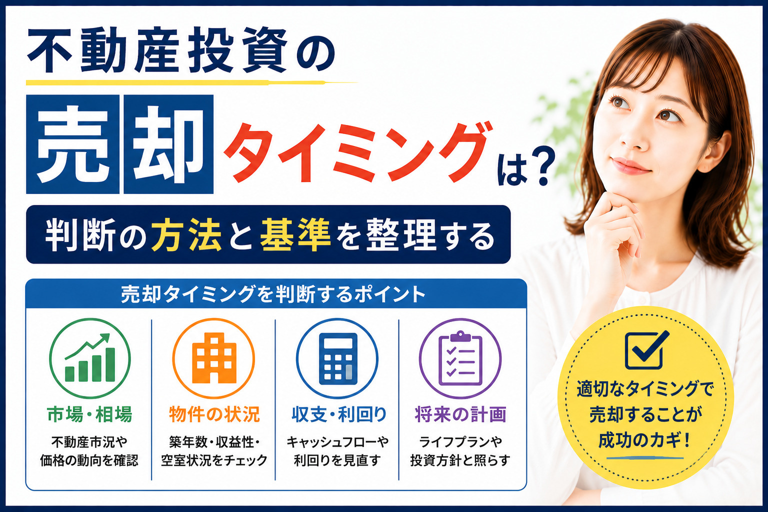 不動産投資の売却タイミングは？判断の方法と基準を整理するの画像