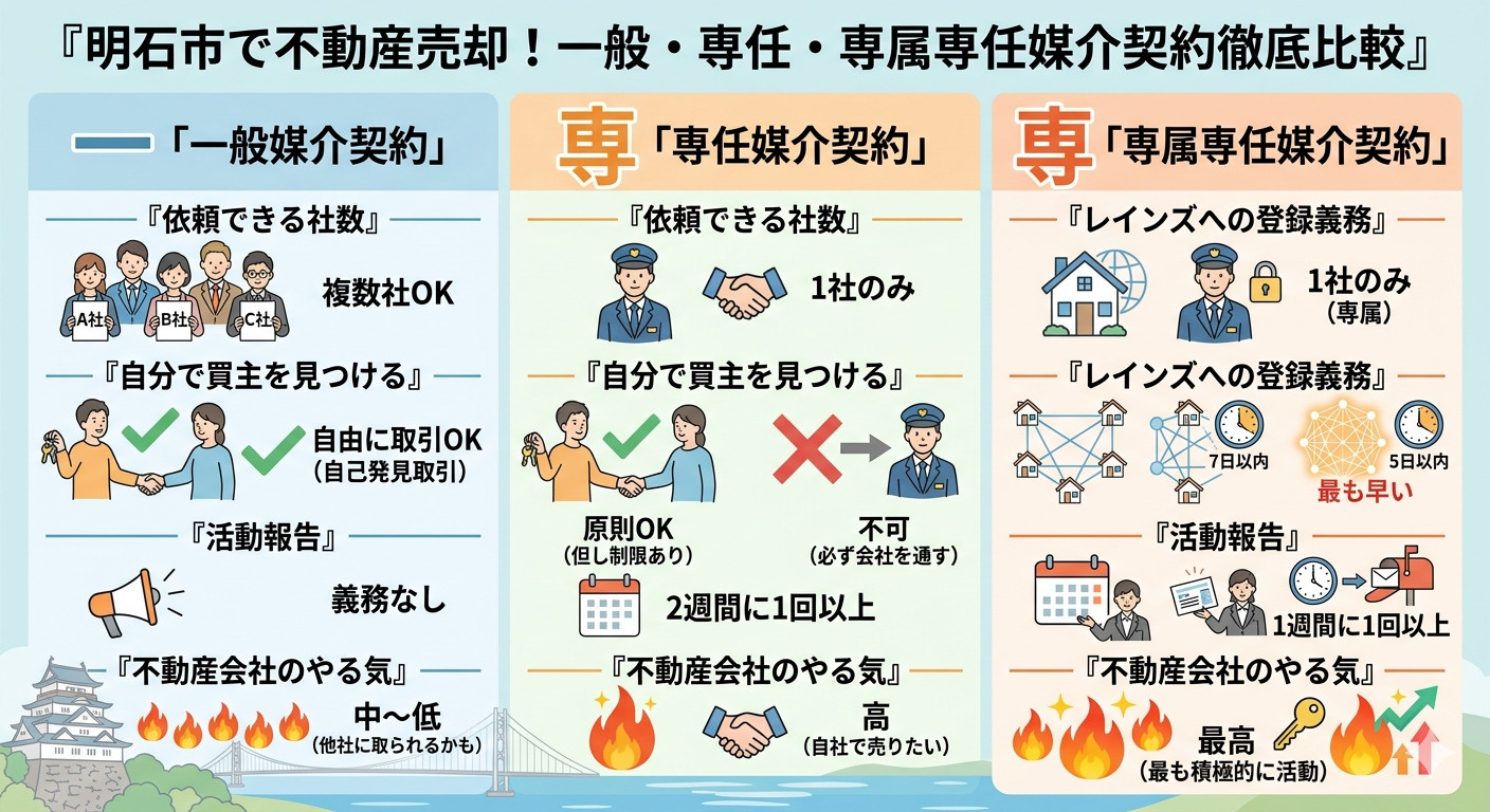 明石市で不動産売却するなら媒介契約はどれを選ぶべき？一般・専...の画像