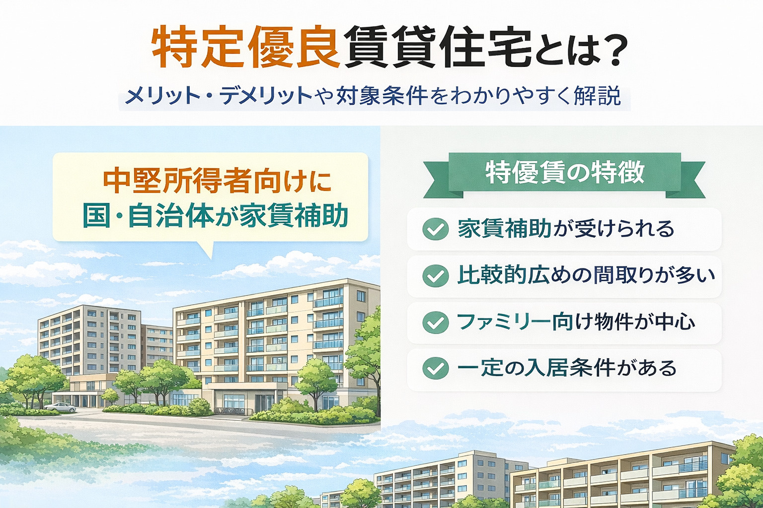 特定優良賃貸住宅とは？メリット・デメリットや対象条件をわかり...の画像