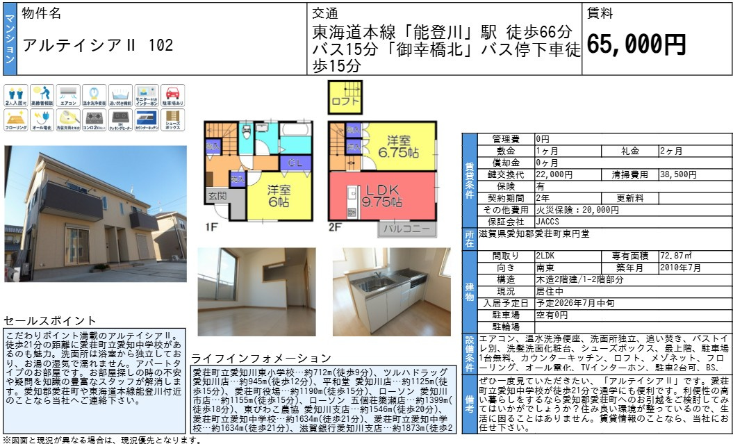 愛知郡愛荘町のテラスハウスタイプでーすの画像