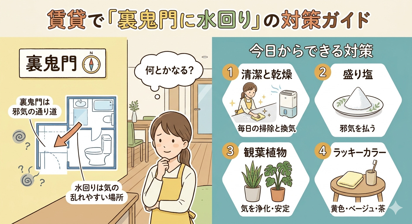 賃貸で「裏鬼門に水回り」の部屋になってしまったら？風水の意味...の画像