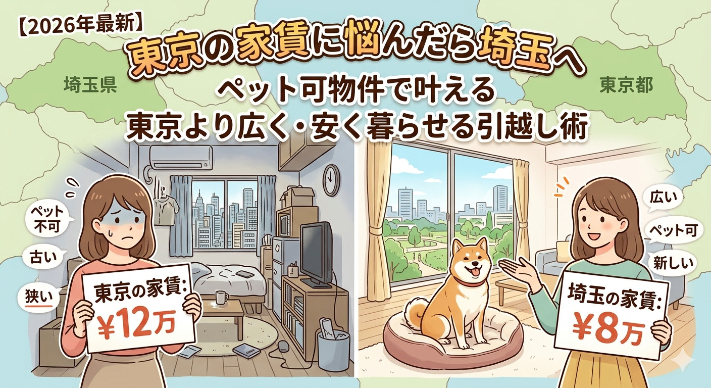 東京の家賃に悩んだら埼玉へ｜ペット可物件で叶える東京より広く...の画像