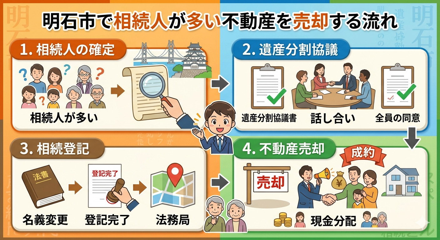 明石市で相続人が多い不動産はどう売る？トラブルを防ぐためのポ...の画像