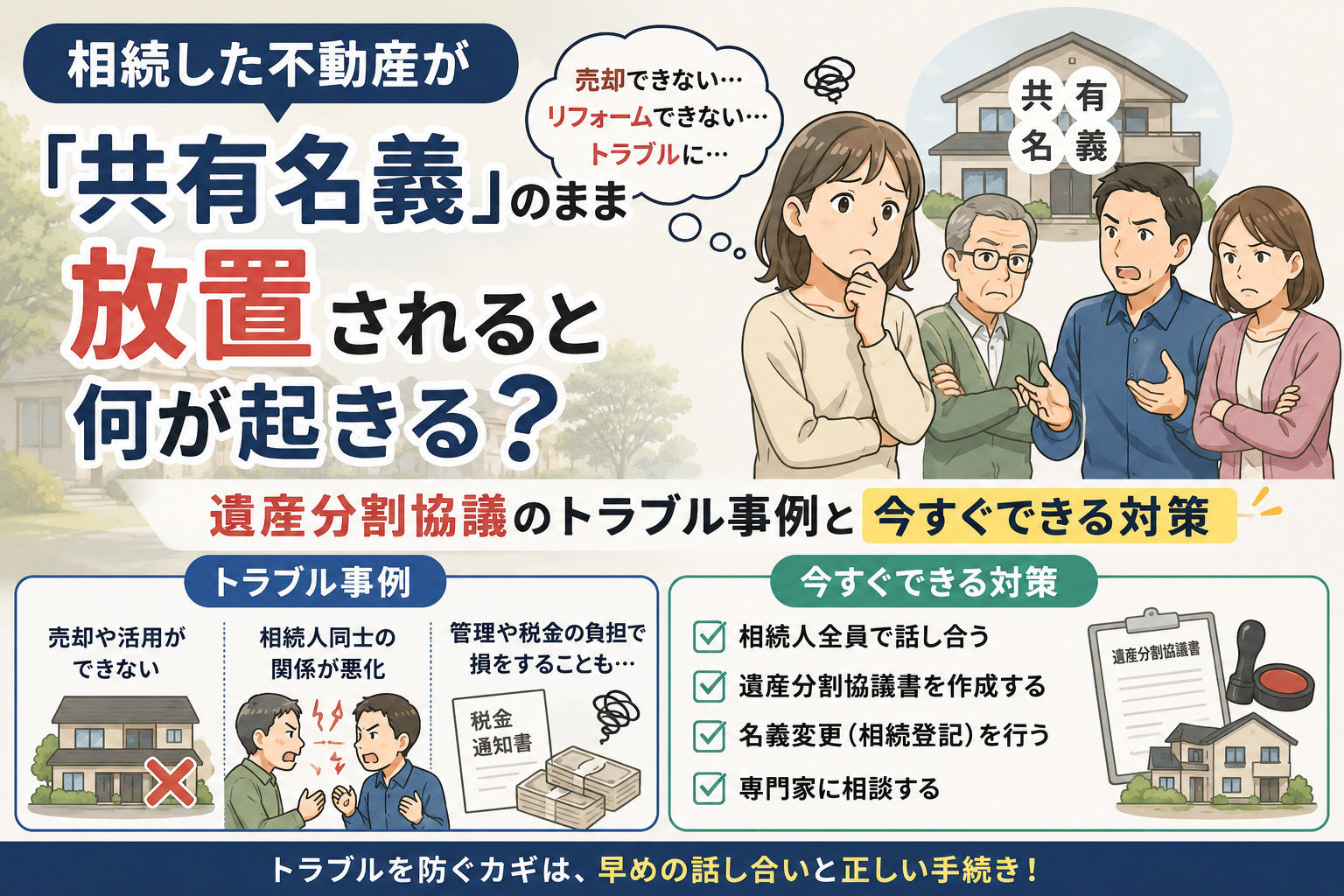 相続した不動産が「共有名義」のまま放置されると何が起きる？遺...の画像