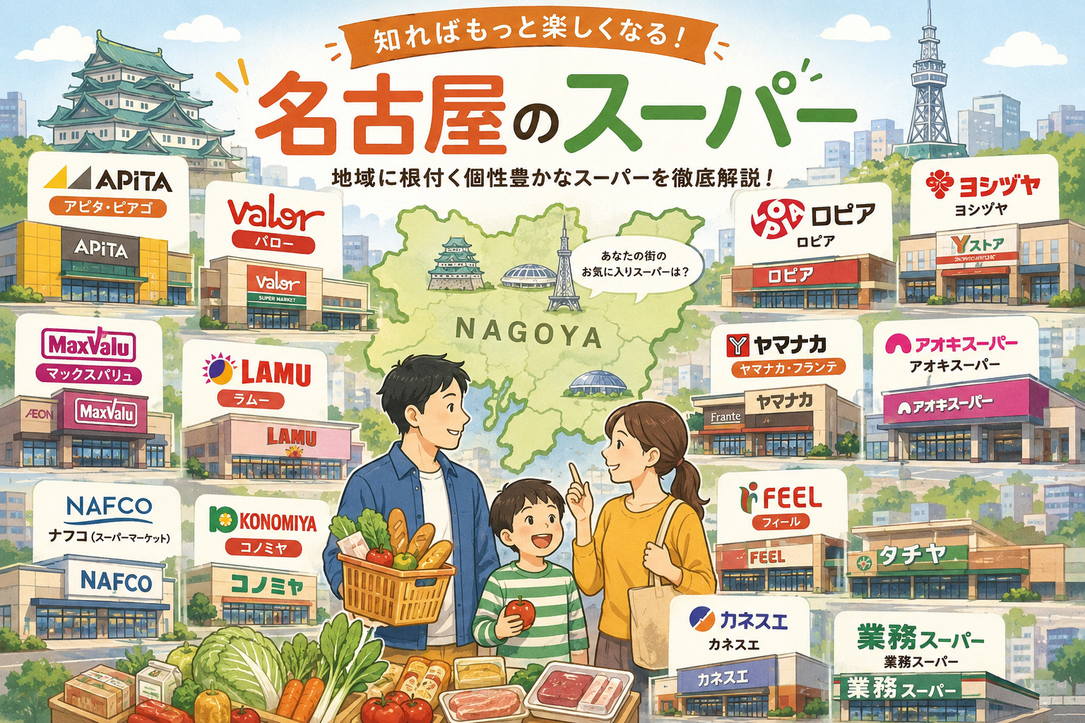 名古屋市内の主要スーパー紹介の画像