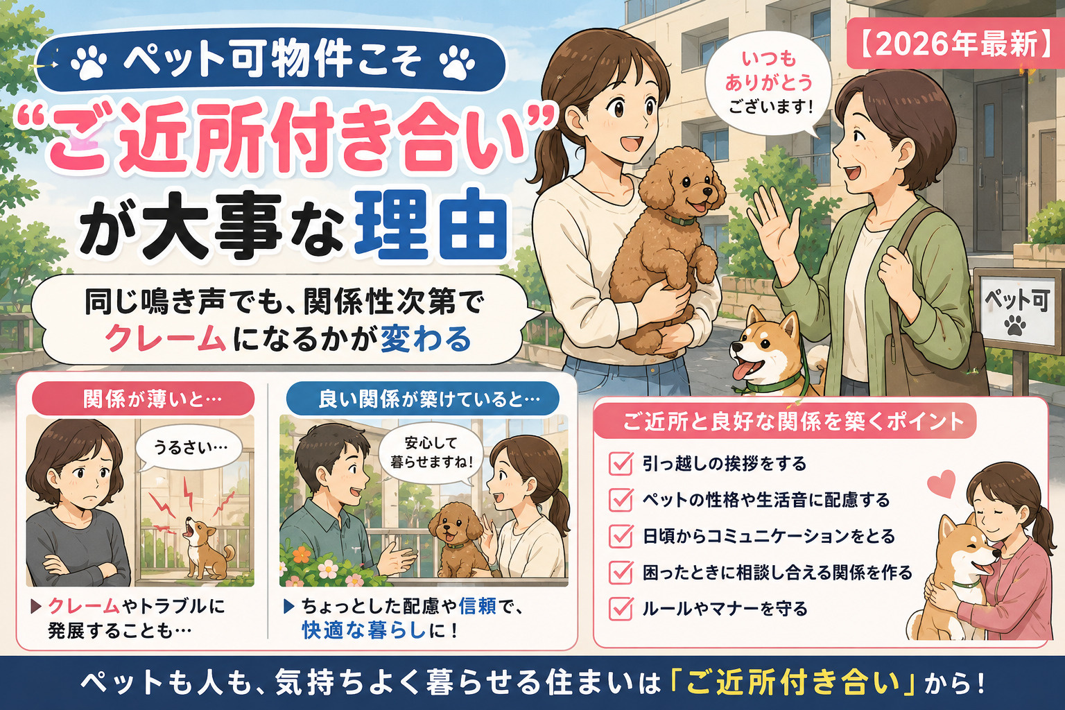 ペット可物件こそ「ご近所付き合い」が大事な理由｜同じ鳴き声で...の画像