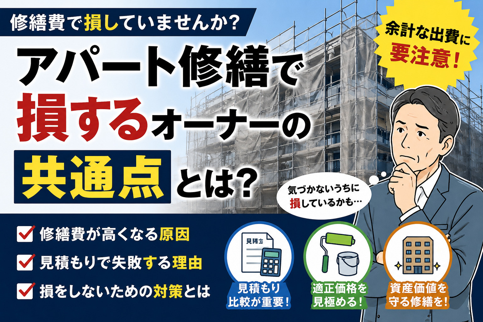 アパート修繕で損するオーナーの共通点とは？の画像