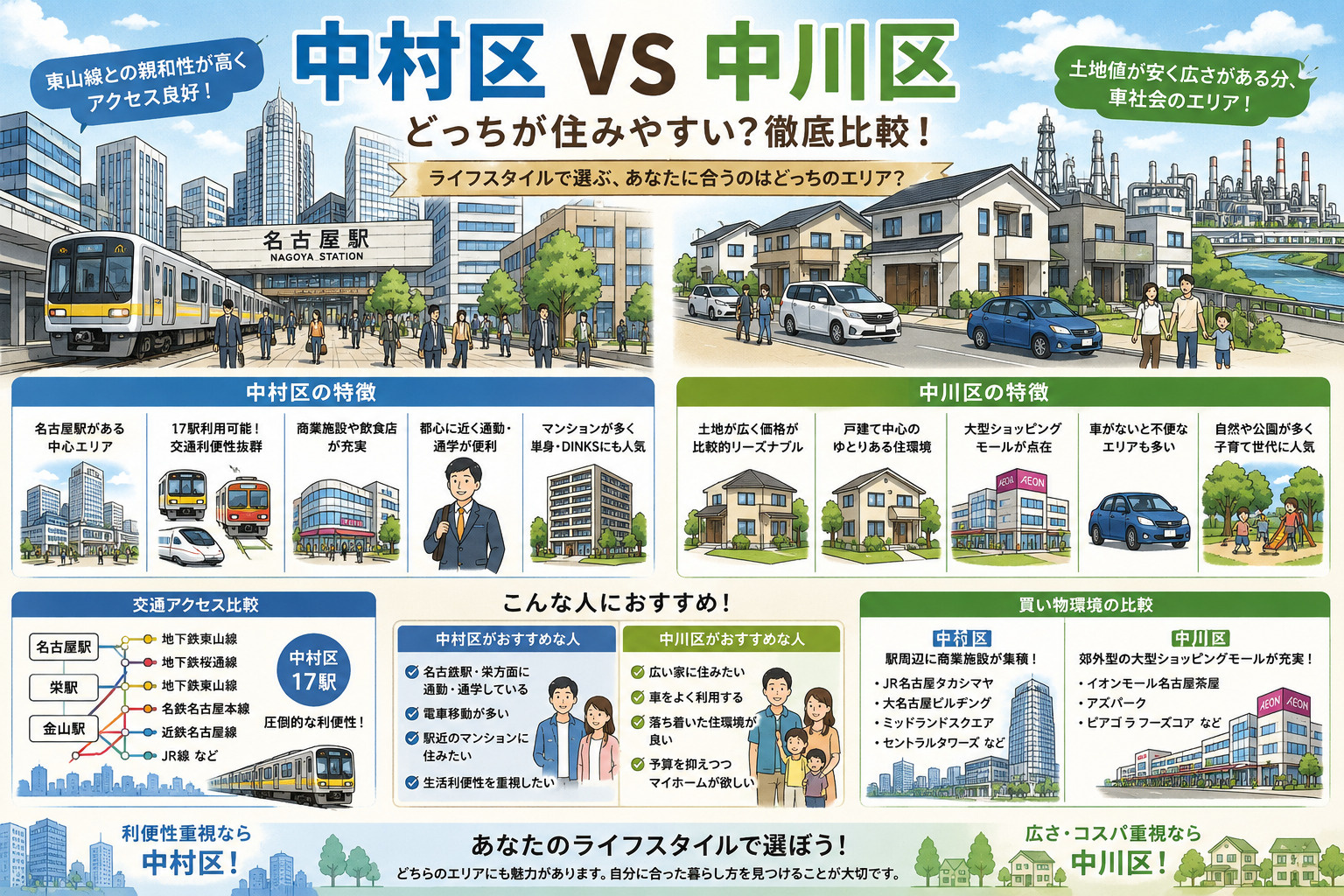 名古屋の人気エリア対決「中村区」VS「中川区」どちらがオスス...の画像
