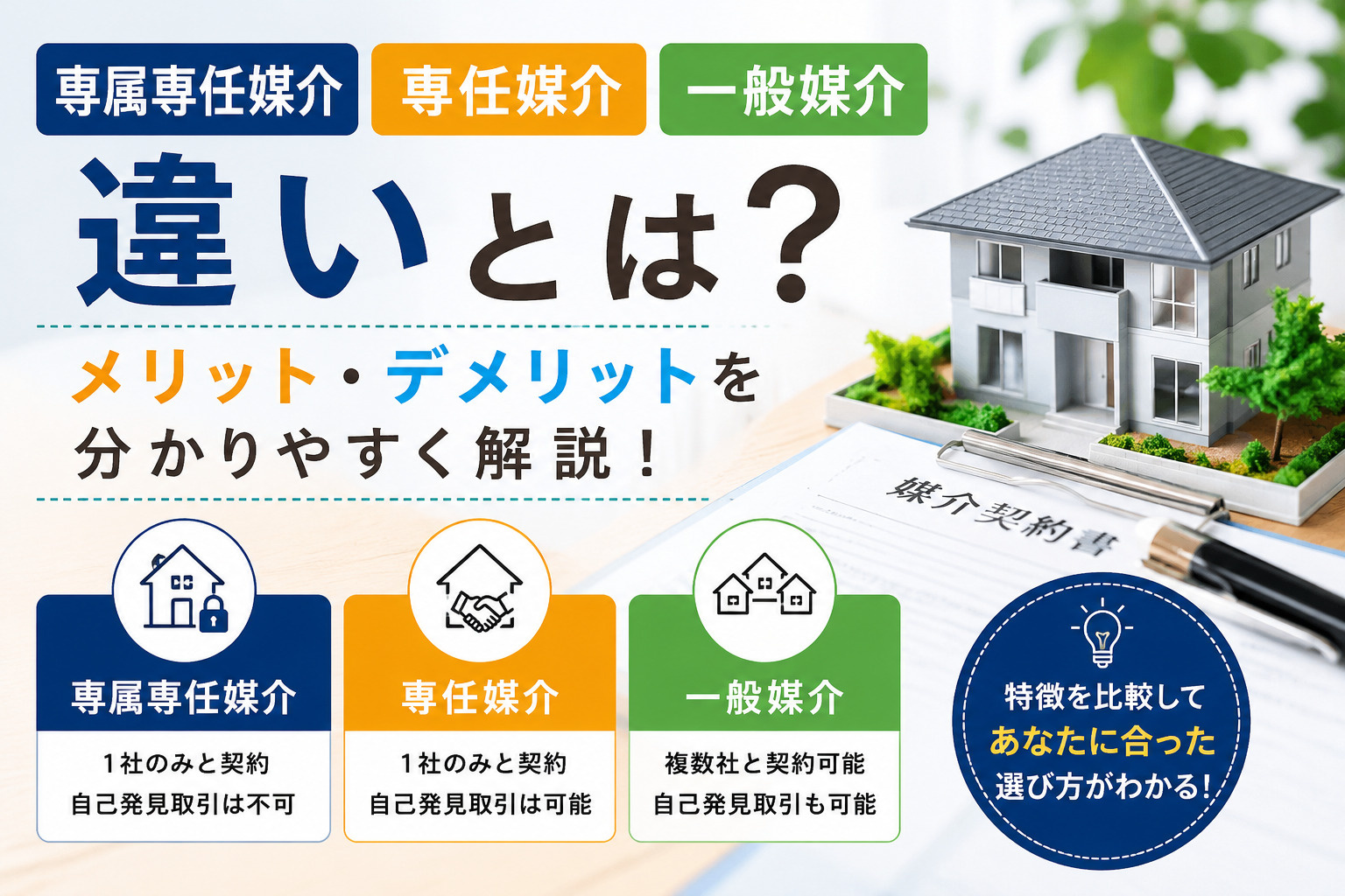 専属専任媒介・専任媒介・一般媒介の違いとは？メリット・デメリ...の画像