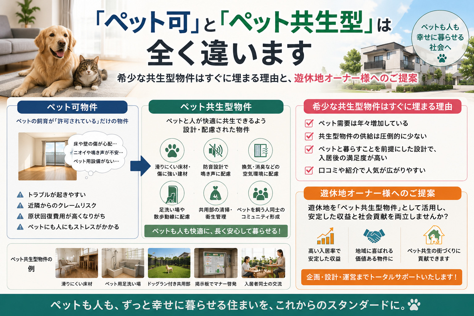 「ペット可」と「ペット共生型」は全く違います｜希少な共生型物...の画像