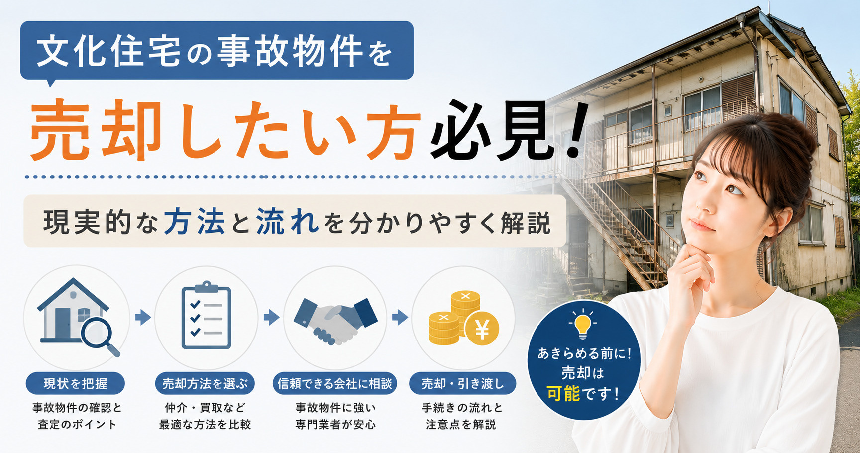 文化住宅の事故物件を売却したい方必見！現実的な方法と流れを分...の画像