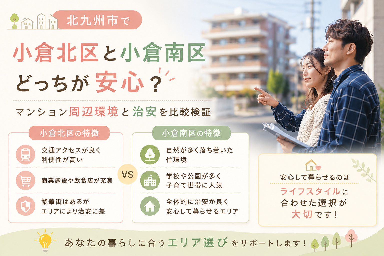 小倉北区と小倉南区どっちが安心？マンション周辺環境と治安を比...の画像