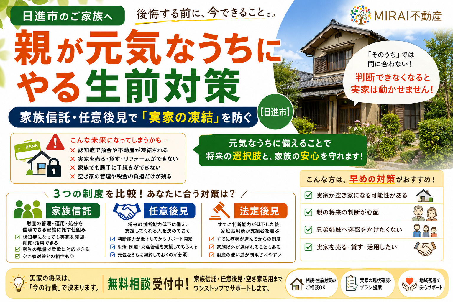 親が元気なうちにやる生前対策 家族信託・任意後見で「実家の凍...の画像