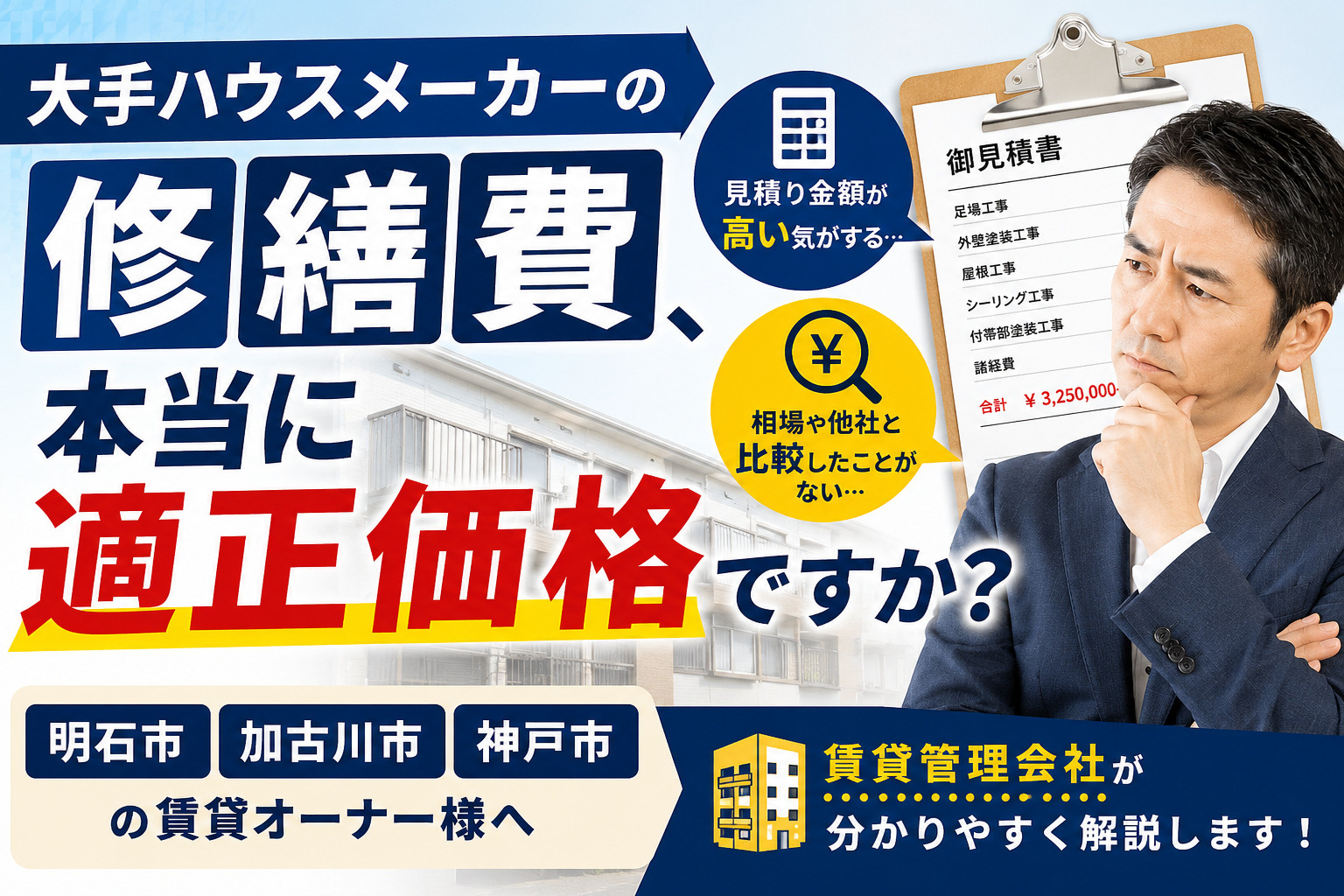 【明石市・加古川市・神戸市】大手ハウスメーカーの修繕費、本当...の画像