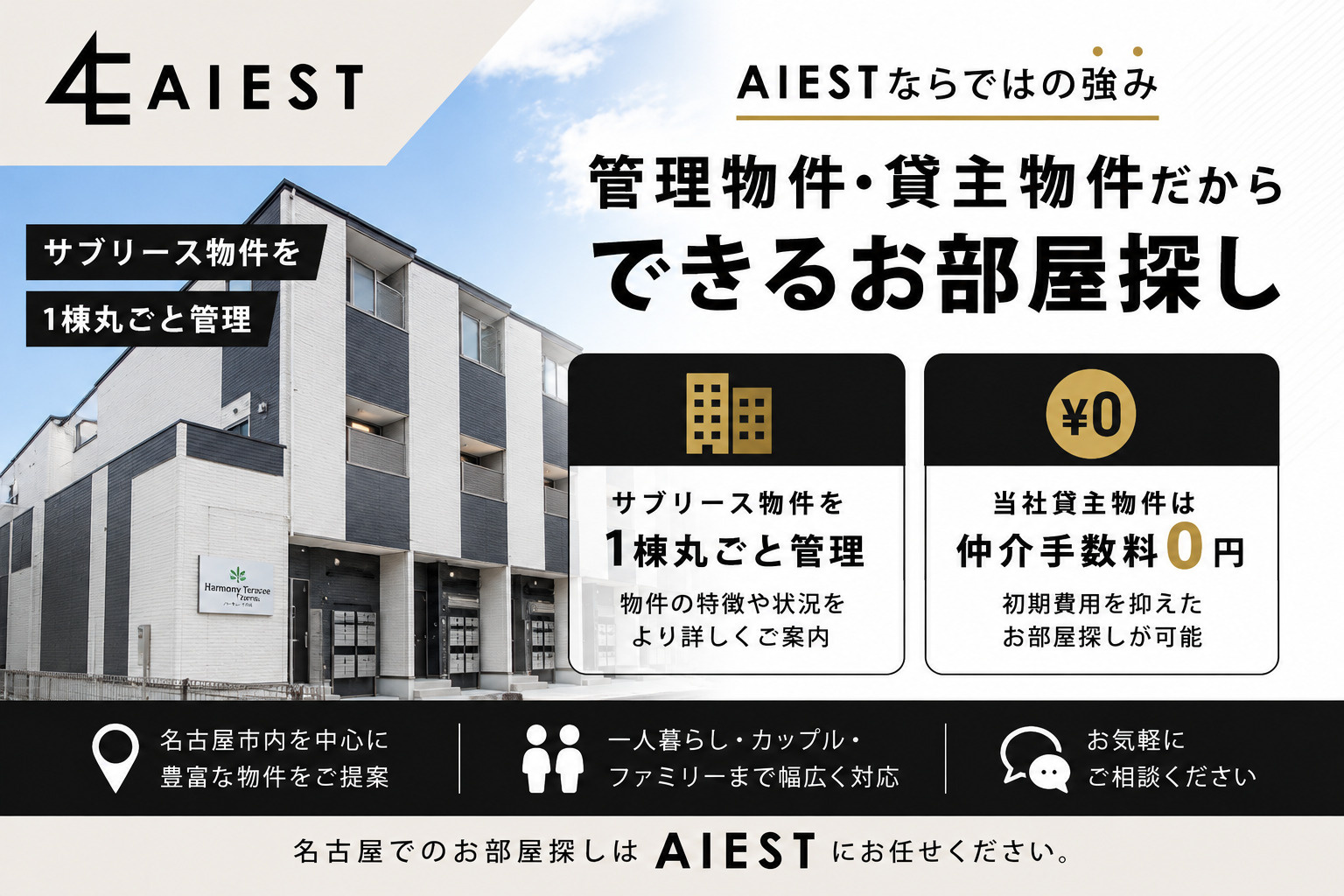 AIESTの強み。管理物件・貸主物件だからできるお部屋探し！...の画像