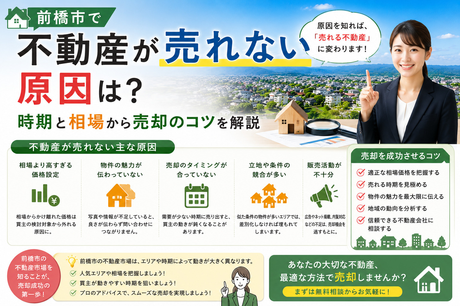 前橋市で不動産が売れない原因は？時期と相場から売却のコツを解...の画像